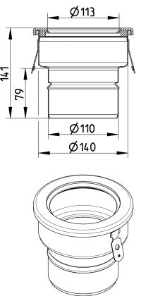 UNTERTEIL - Ø110mm, senkrecht - V2A