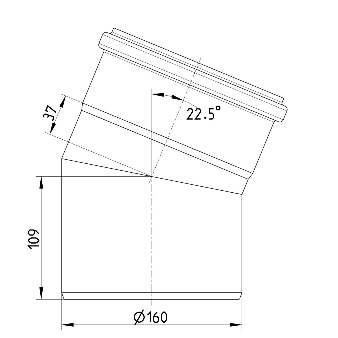 BOGEN 22,5° - Ø160mm - V4A