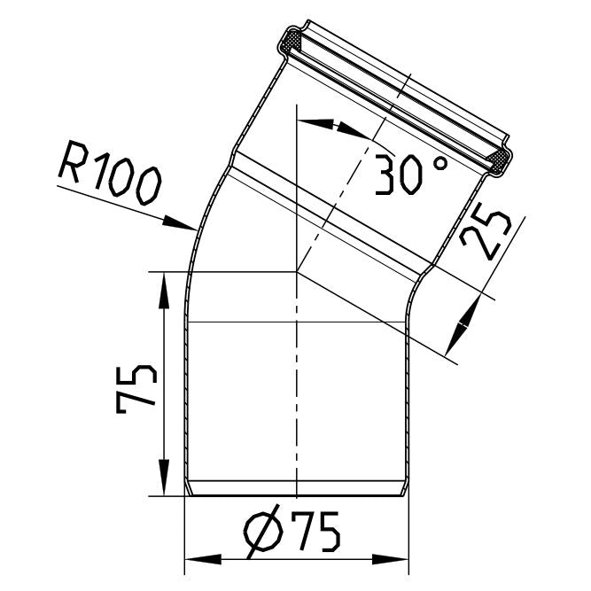 BOGEN 30° - Ø75mm - V2A