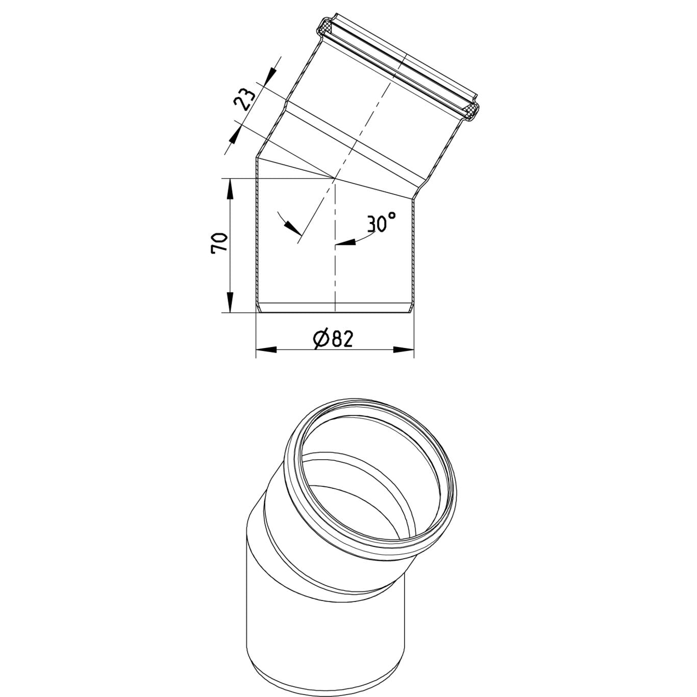 BOGEN 30° - Ø82mm - V2A