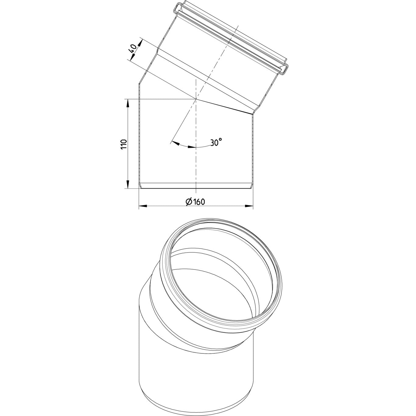 BOGEN 30° - Ø160mm - V4A
