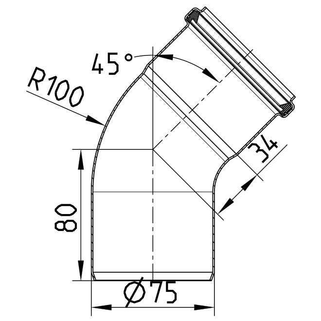 BOGEN 45° - Ø75mm - V4A