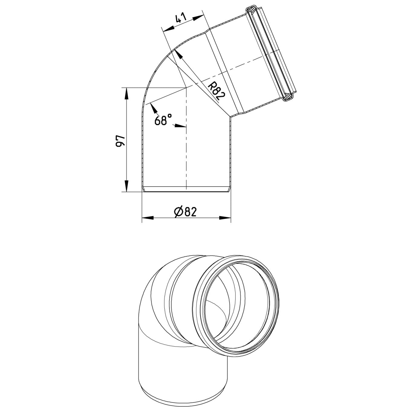 BOGEN 68° - Ø82mm - V2A