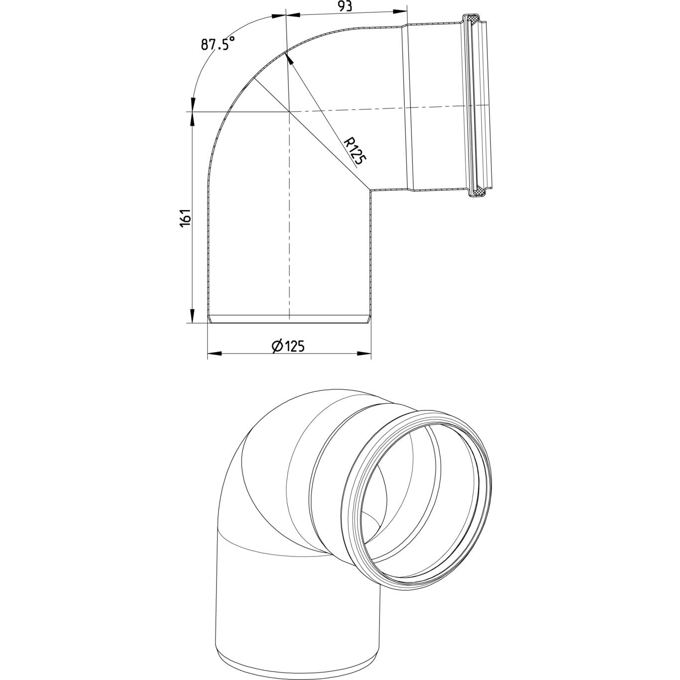 BOGEN 87,5° - Ø125mm - V2A