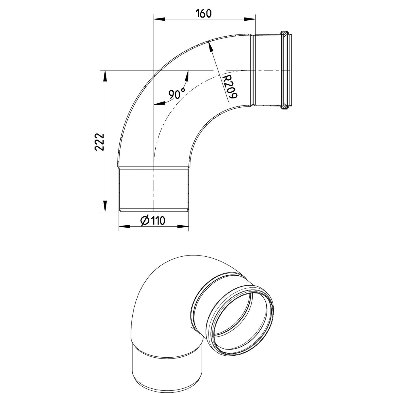 BOGEN GROSSER RADIUS 87,5° - Ø110mm - V4A