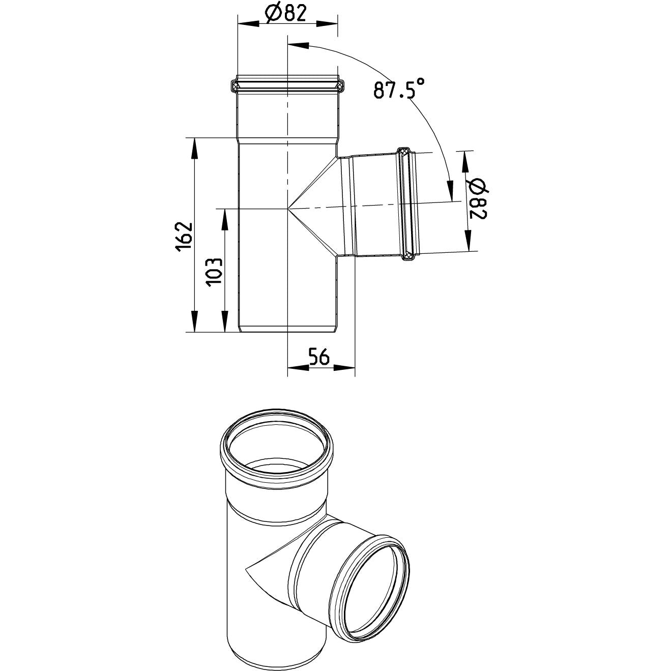 ABZWEIG 87,5° - Ø82mm - V4A