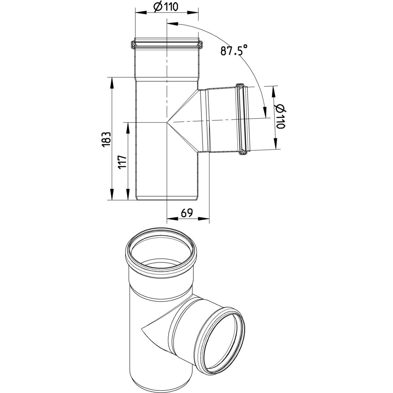 ABZWEIG 87,5° - Ø110mm - V2A