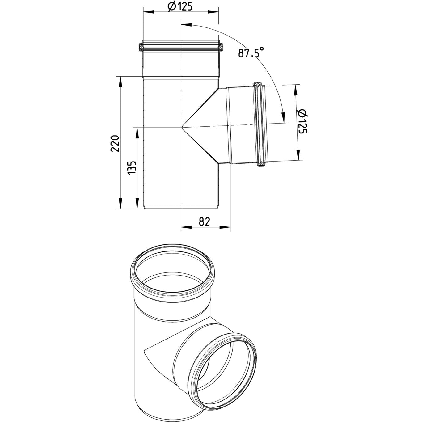 ABZWEIG 87,5° - Ø125mm - V2A