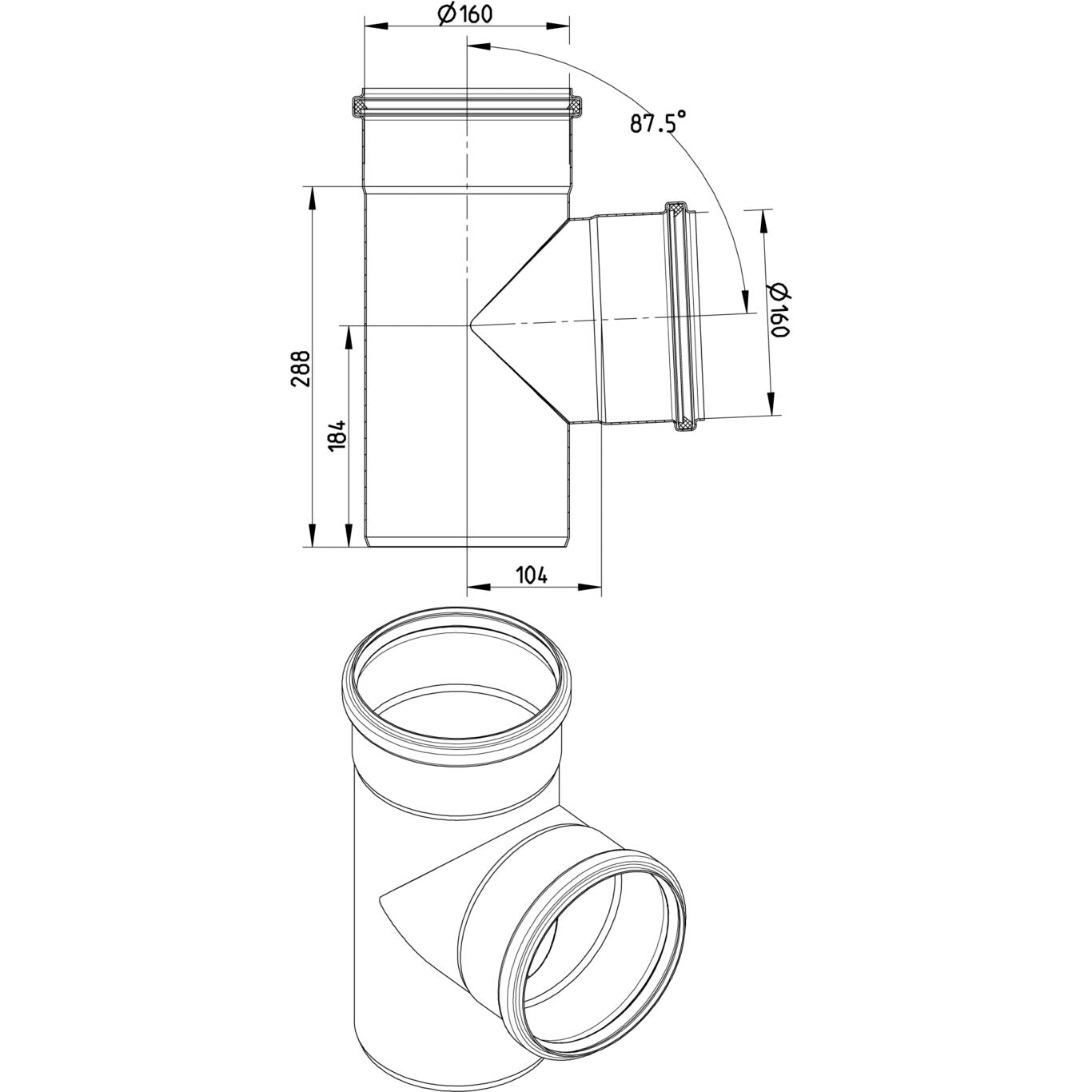 ABZWEIG 87,5° - Ø160mm - V2A