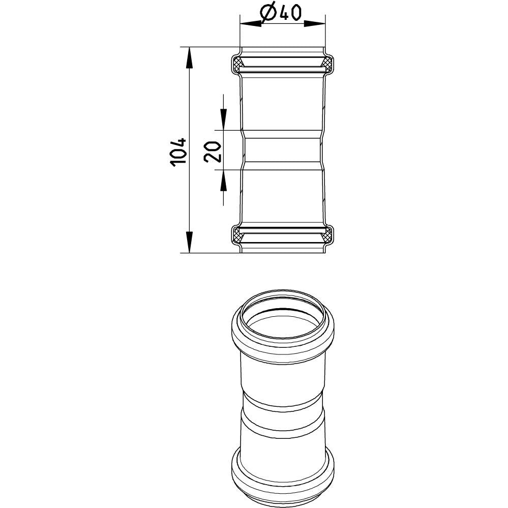 DOPPELMUFFE - Ø40mm - V4A