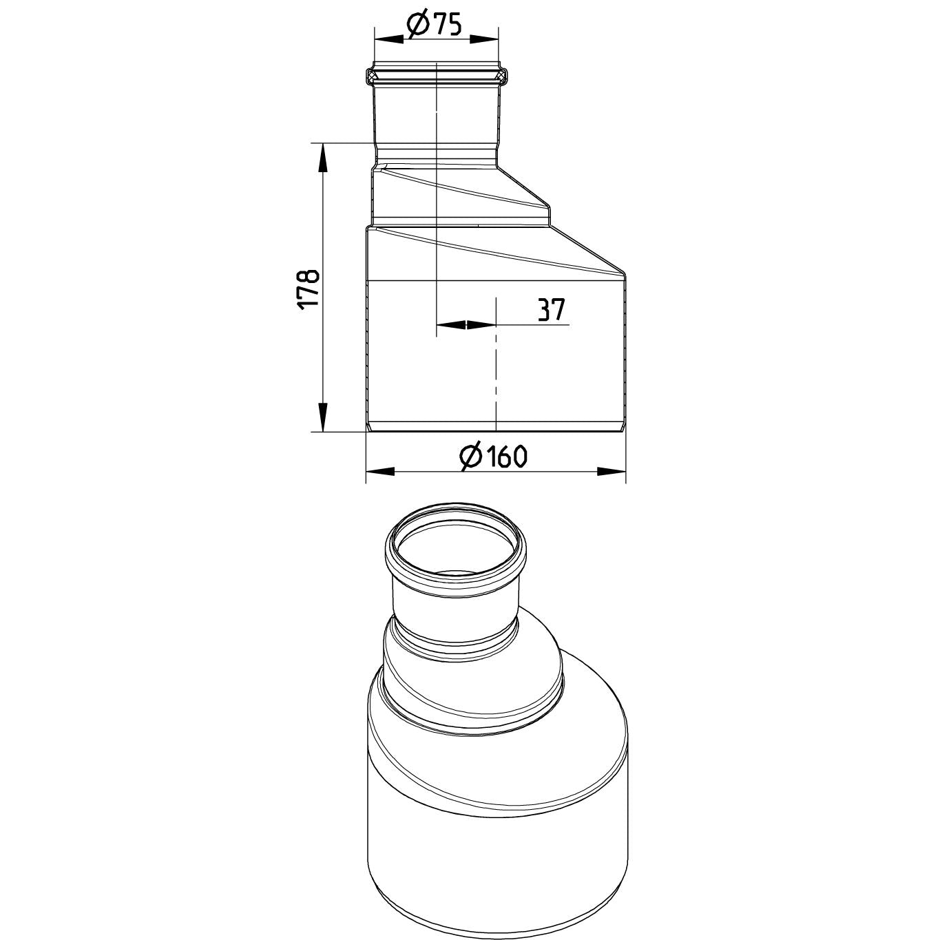 ÜBERGANG EXZENTRISCH - Ø75mm bis Ø160mm - V4A