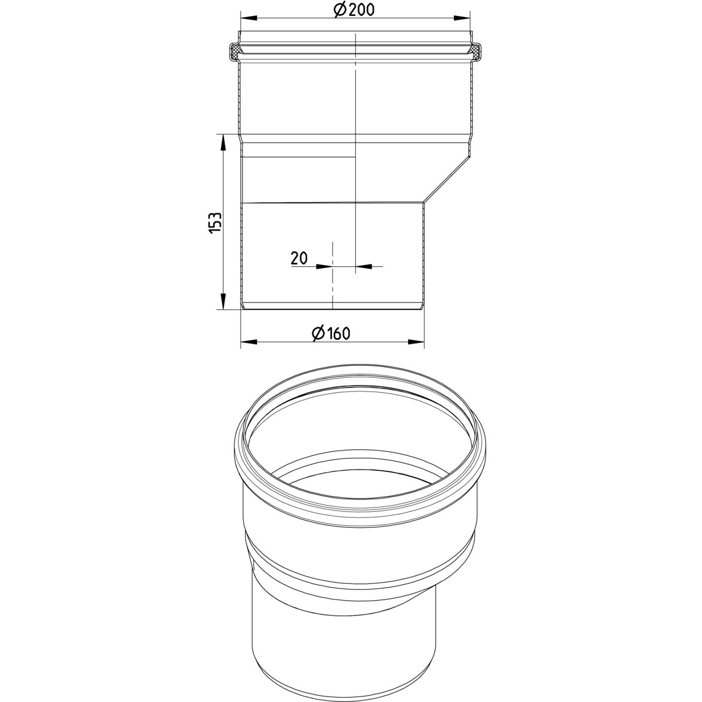 REDUZIERSTÜCK EXZENTRISCH - Ø200mm bis Ø160mm - V4A