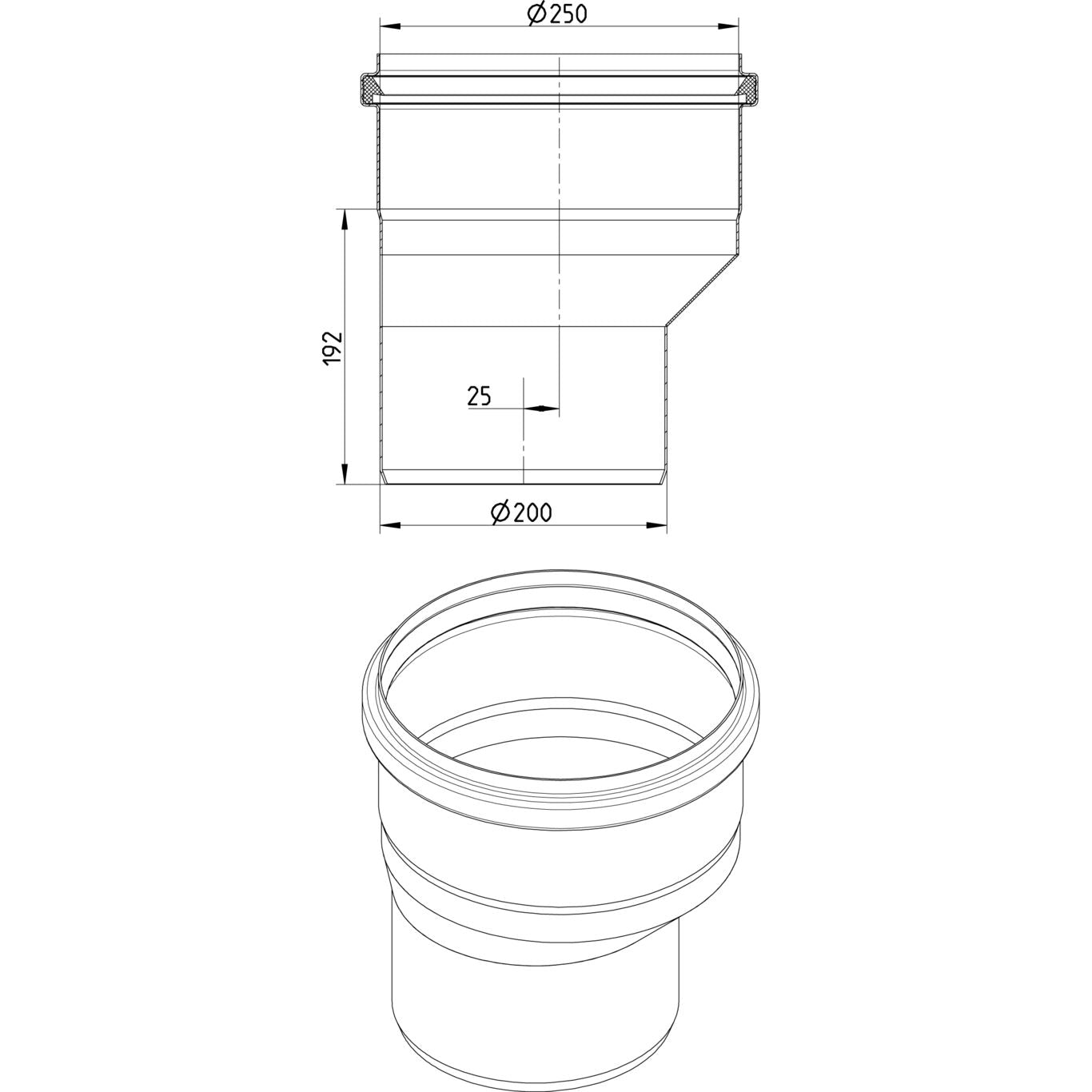 REDUZIERSTÜCK EXZENTRISCH - Ø250mm bis Ø200mm - V4A