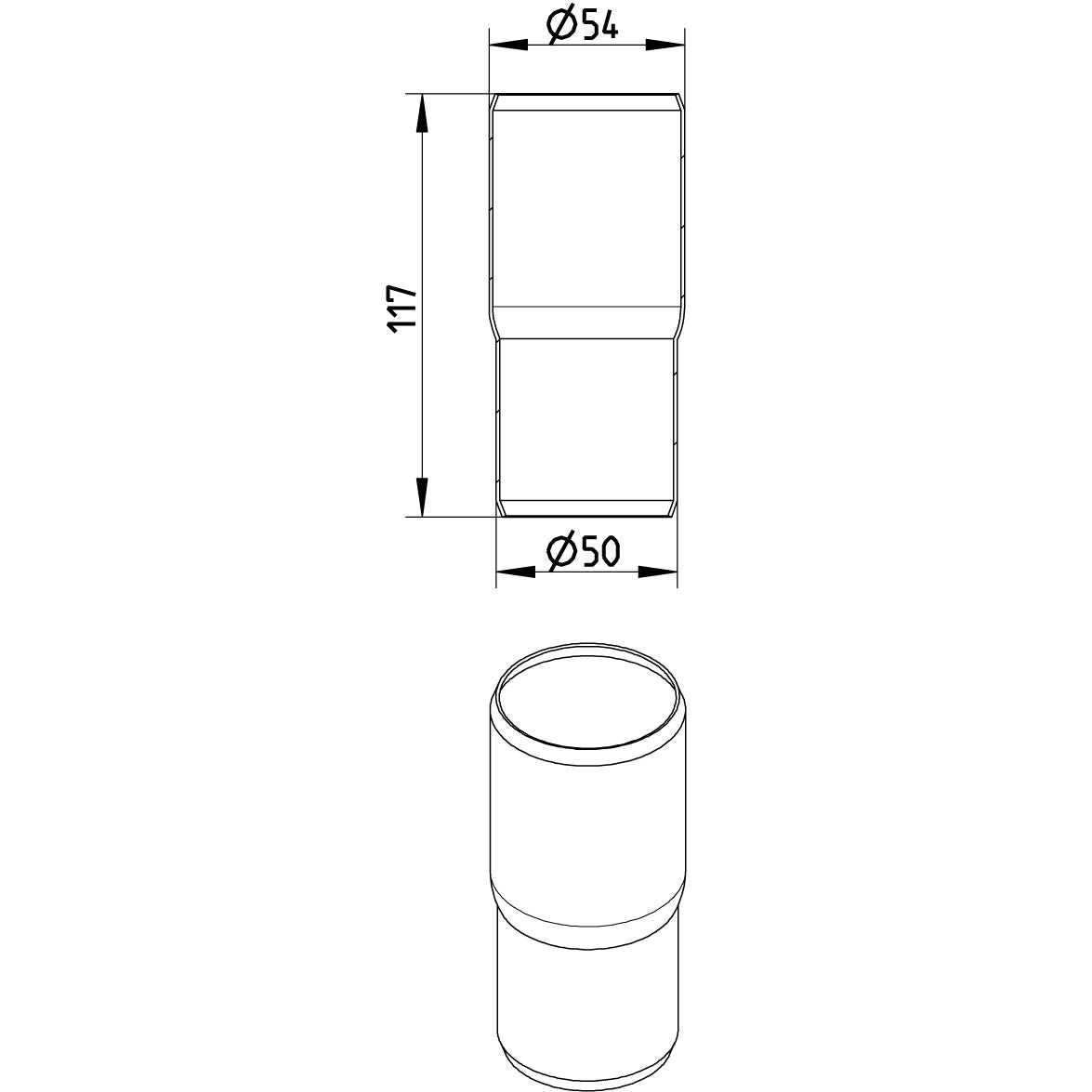 ÜBERGANGSSTÜCK FÜR PVC - Ø50/54mm - V4A