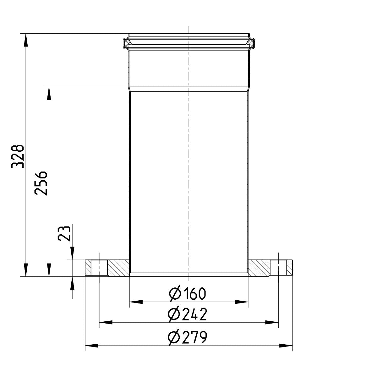ANSI-FLANSCH ADAPTER MIT MUFFE - Ø160mm - V4A