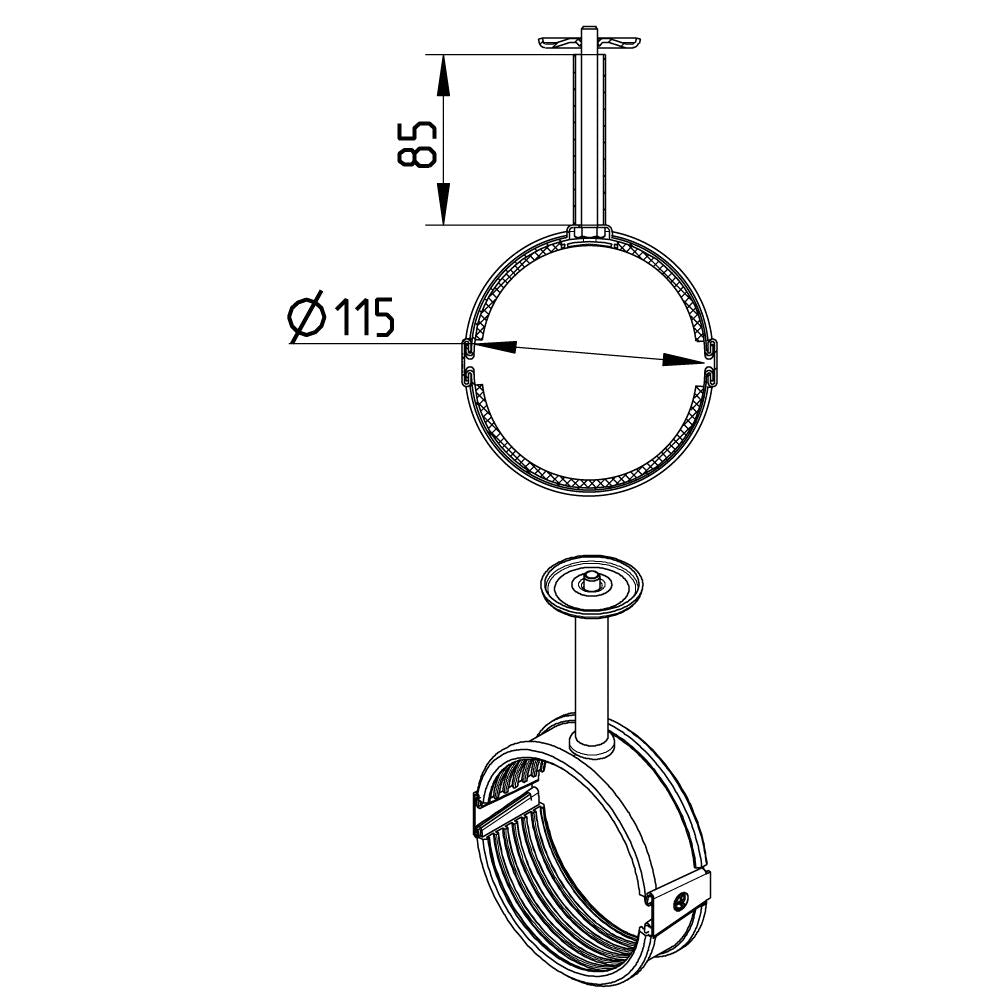 ROHRAUFHÄNGUNG MIT TPE - Ø110mm - V2A