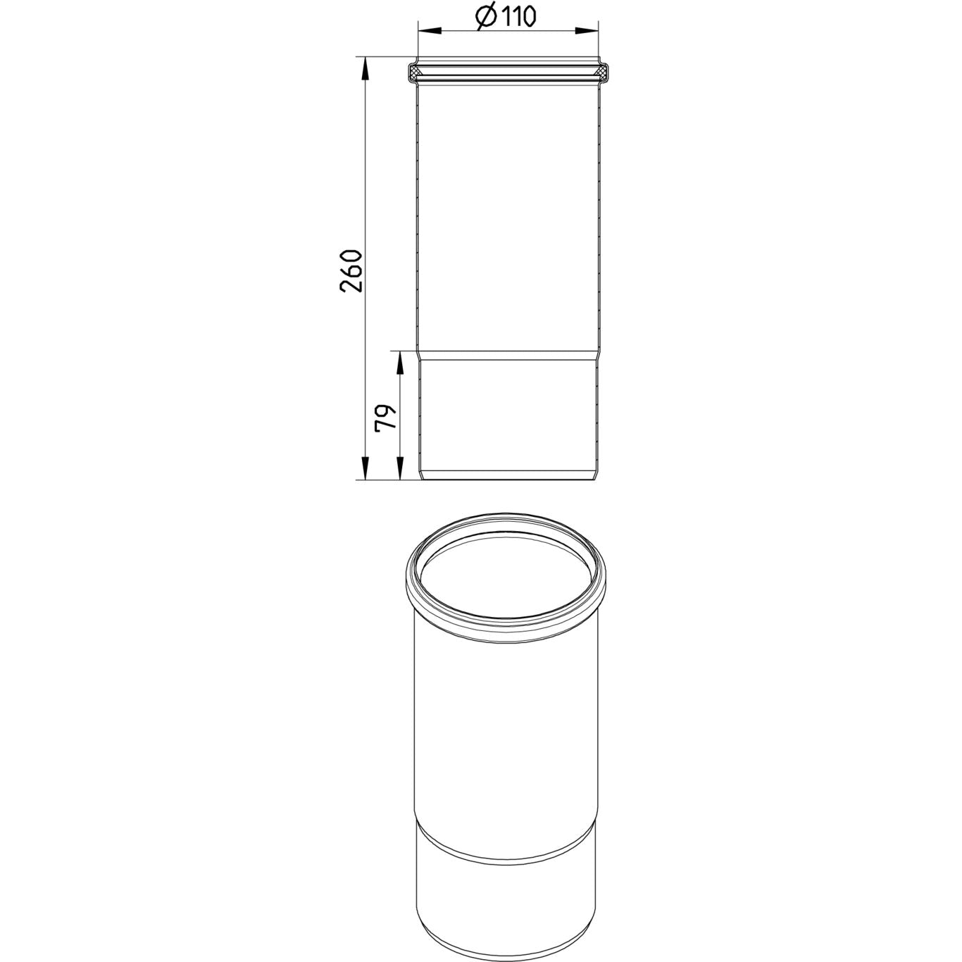 DEHNUNGSMUFFE lang - Ø110mm - V4A