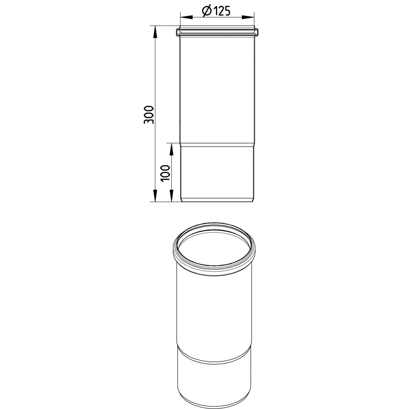 DEHNUNGSMUFFE lang - Ø125mm - V4A