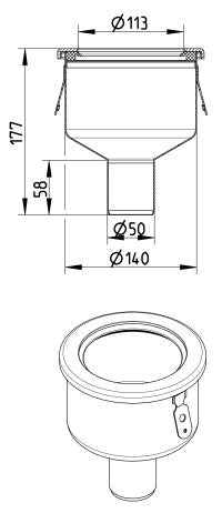 UNTERTEIL - Ø50mm, senkrecht - V2A