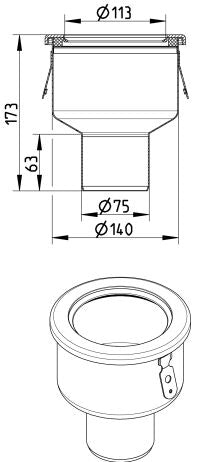 UNTERTEIL - Ø75mm, senkrecht - V2A