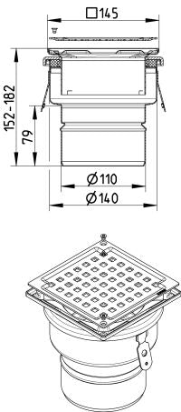 BODENABLAUF SET - Senkrecht Ø110mm - V2A