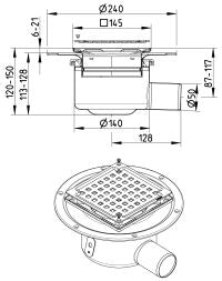 BODENABLAUF SET - Waagerecht Ø50mm - mit Abdeckung und Kleberand - V2A