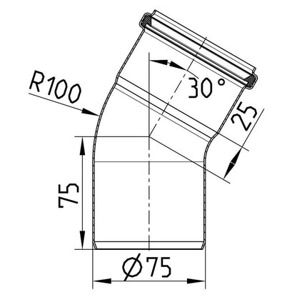 BOGEN 30° - Ø75mm - V2A