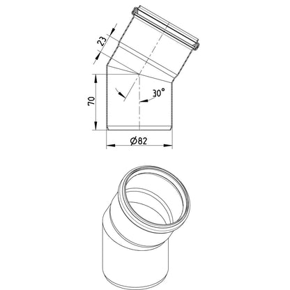 BOGEN 30° - Ø82mm - V2A