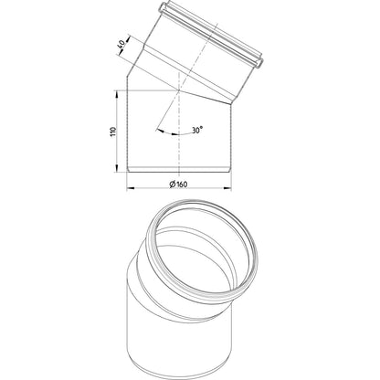 BOGEN 30° - Ø160mm - V2A