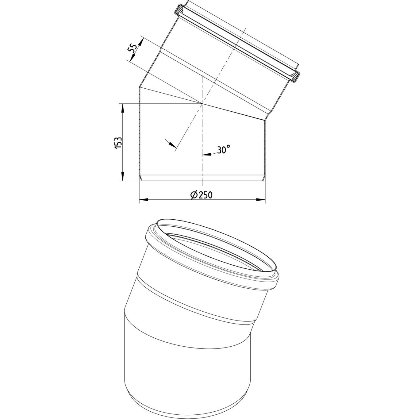 BOGEN 30° - Ø250mm - V4A