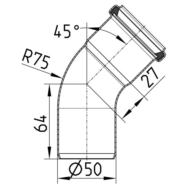 BOGEN 45° - Ø50mm - V4A