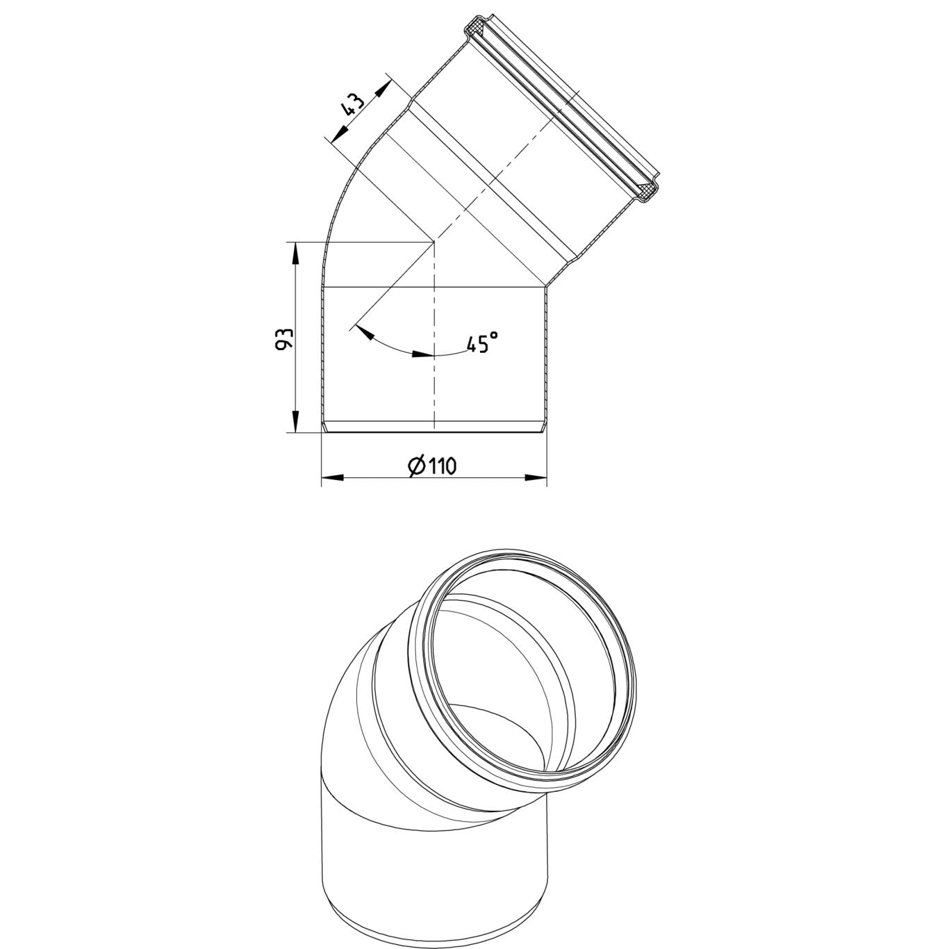 BOGEN 45° - Ø110mm - V2A