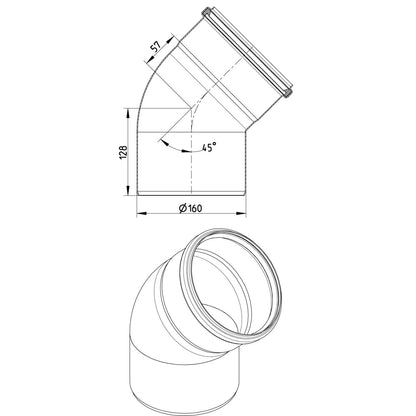 BOGEN 45° - Ø160mm - V2A
