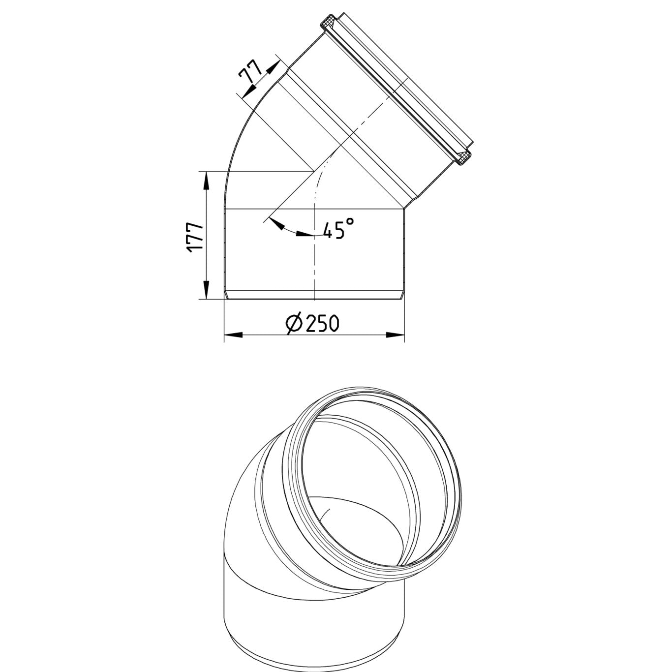BOGEN 45° - Ø250mm - V4A