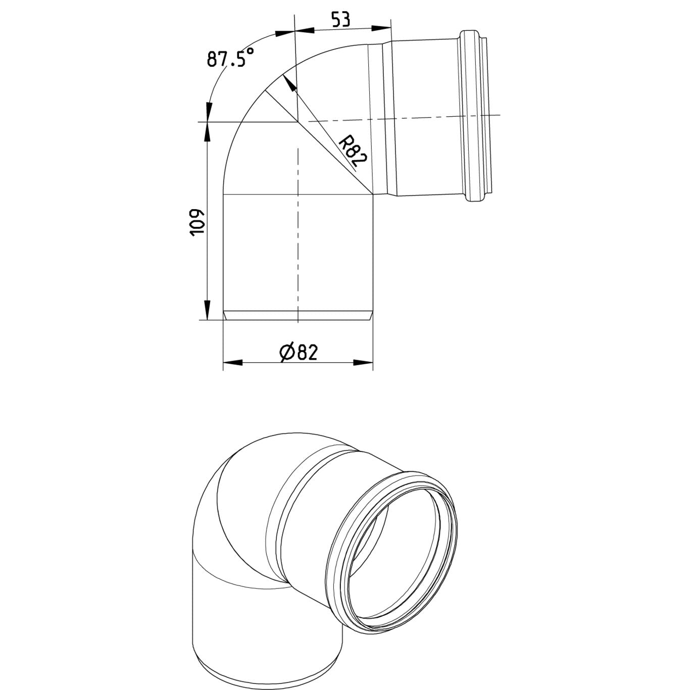 BOGEN 87,5° - Ø82mm - V4A