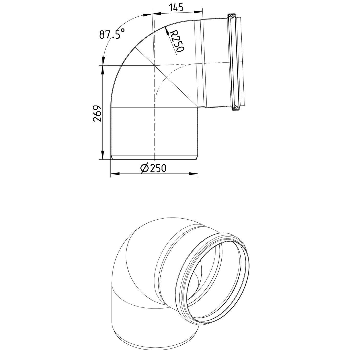 BOGEN 87,5° - Ø250mm - V4A