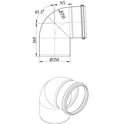 BOGEN 87,5° - Ø250mm - V4A