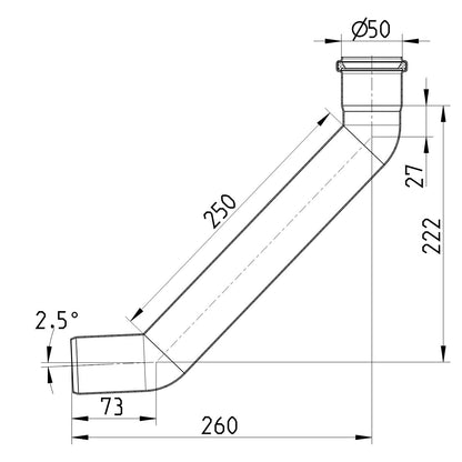 BOGEN LANG 87,5° - Ø50mm, 250mm - V4A