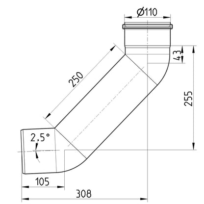 BOGEN LANG 87,5° - Ø110mm, 250mm - V2A