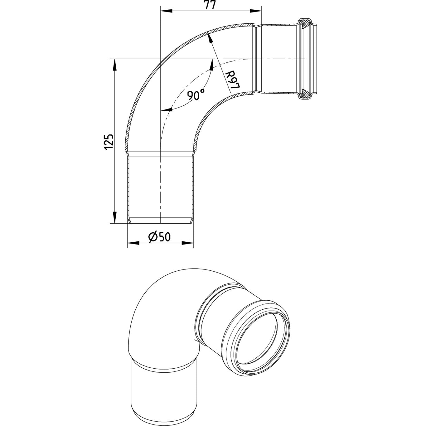 BOGEN GROSSER RADIUS 87,5° - Ø50mm - V4A