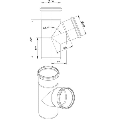 ABZWEIG 67,5° - Ø110mm - V2A