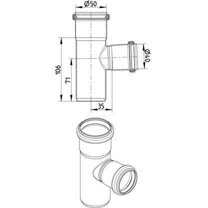 ABZWEIG 87,5° - Ø50mm - Ø40mm - V4A