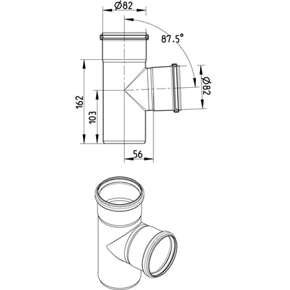 ABZWEIG 87,5° - Ø82mm - V4A