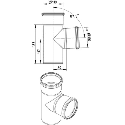 ABZWEIG 87,5° - Ø110mm - V2A