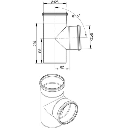 ABZWEIG 87,5° - Ø125mm - V2A