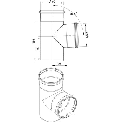 ABZWEIG 87,5° - Ø160mm - V2A