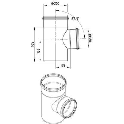 ABZWEIG 87,5° - Ø200mm - Ø160mm - V4A