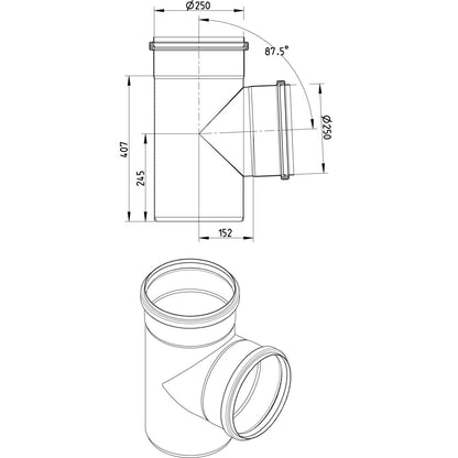 ABZWEIG 87,5° - Ø250mm - V4A
