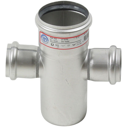 DOPPELABZWEIG 87,5° - Ø75mm - Ø50mm - V2A