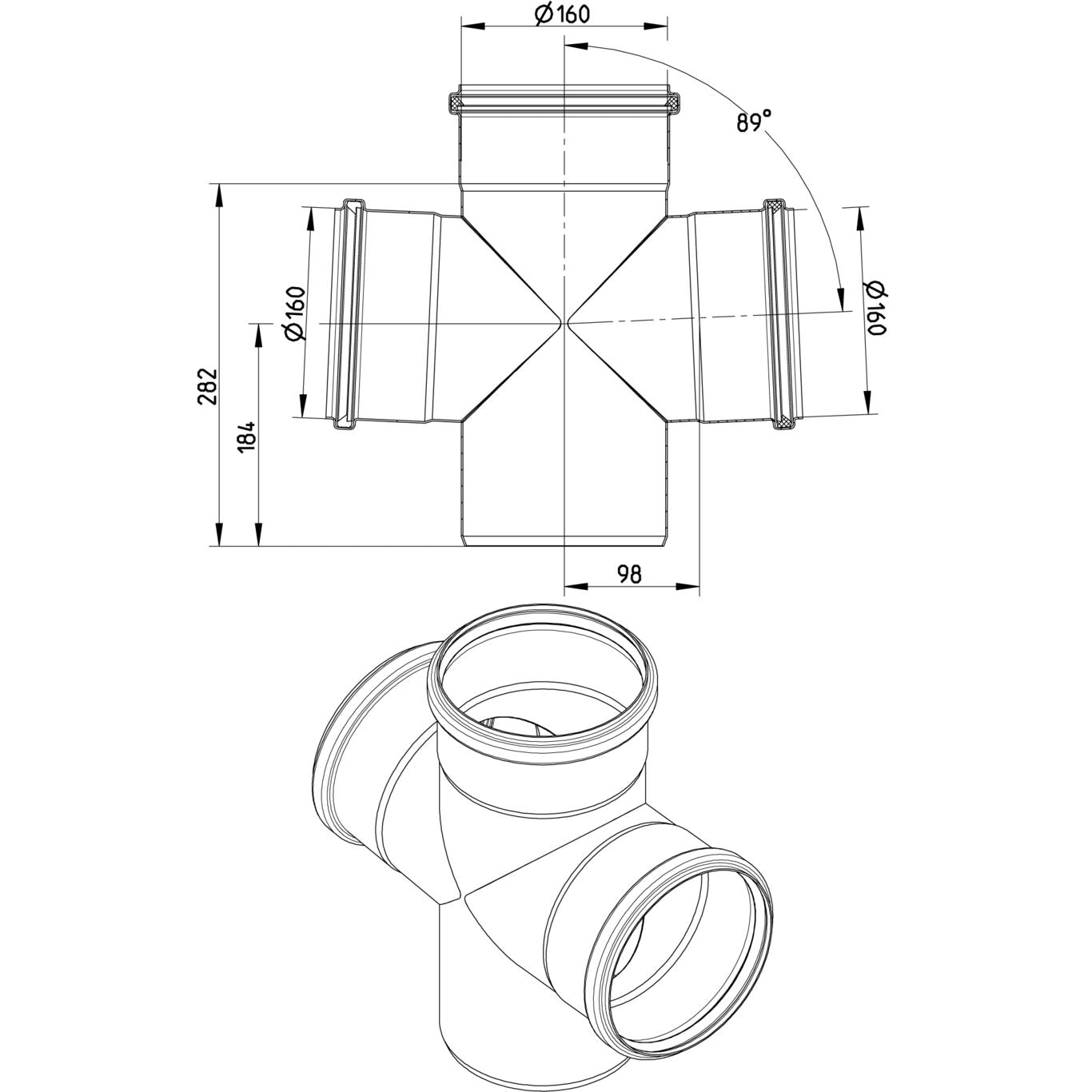 DOPPELABZWEIG 87,5° - Ø160mm - V4A